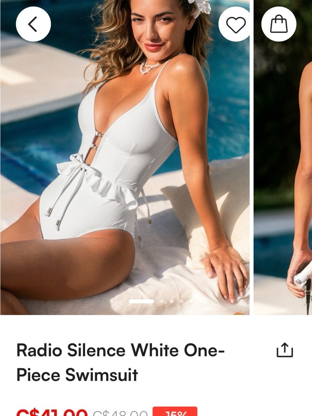 Cupshe White One-Piece Swimsuit with Ruffle Waist